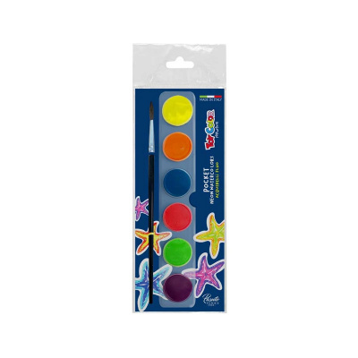 TOY COLOR Farby akwarelowe 6 kolorów neonowych zestaw kieszonkowy