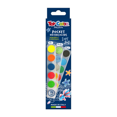 TOY COLOR Farby akwarelowe 15 kolorów zestaw kieszonkowy
