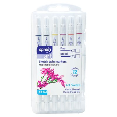 Flamastry dwustronne SPREE TWIN SKETCH zestaw