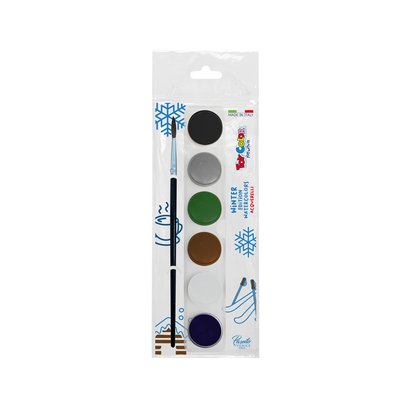 TOY COLOR Farby akwarelowe 6 kolorów ZIMA zestaw kieszonkowy