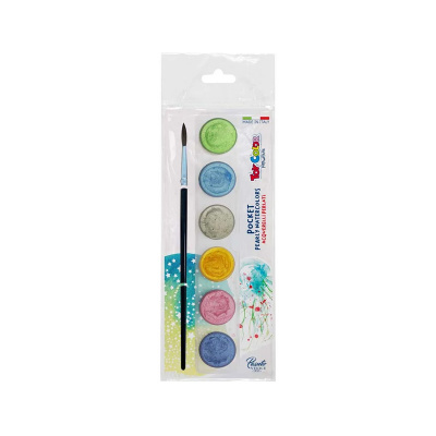TOY COLOR Farby akwarelowe 6 kolorów perłowych zestaw kieszonkowy