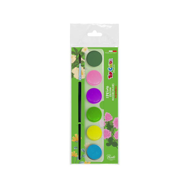 TOY COLOR Farby akwarelowe 6 kolorów WIOSNA zestaw kieszonkowy