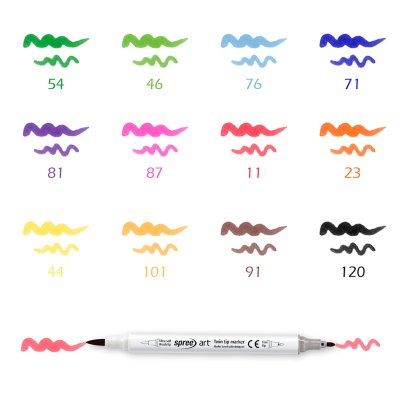 Flamastry dwustronne SPREE TWIN TIP zestawy