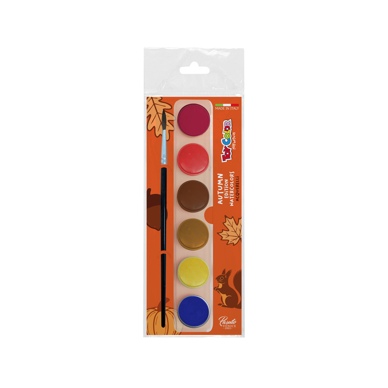 TOY COLOR Farby akwarelowe 6 kolorów JESIEŃ zestaw kieszonkowy