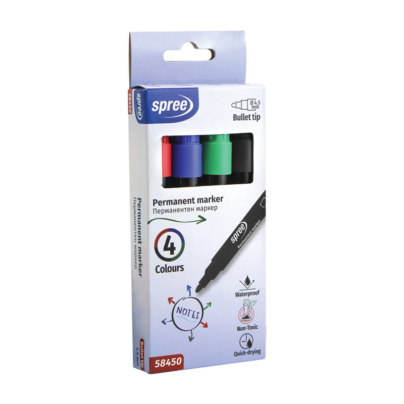 Markery permanentne SPREE 4,5 mm 4 kolory zestaw